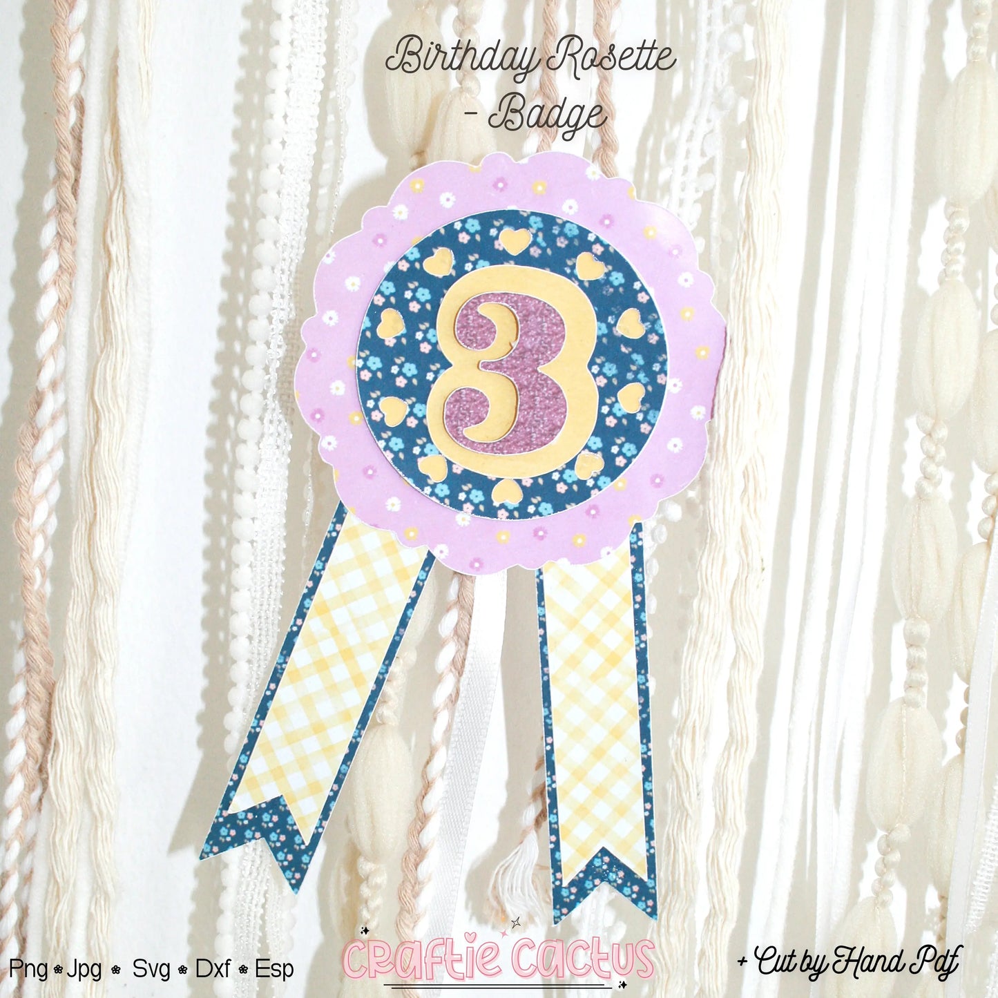 Scalloped Badge Rosette for Birthday | DIY Birthday Party Favors | Rosette Badge svg
