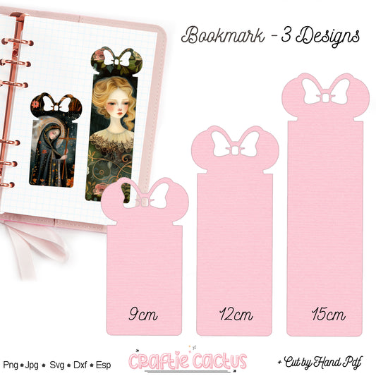 Girl Mouse Bookmark Svg for Book Lovers| Diy Bookmark Template| Cute Reading Accessories Svg