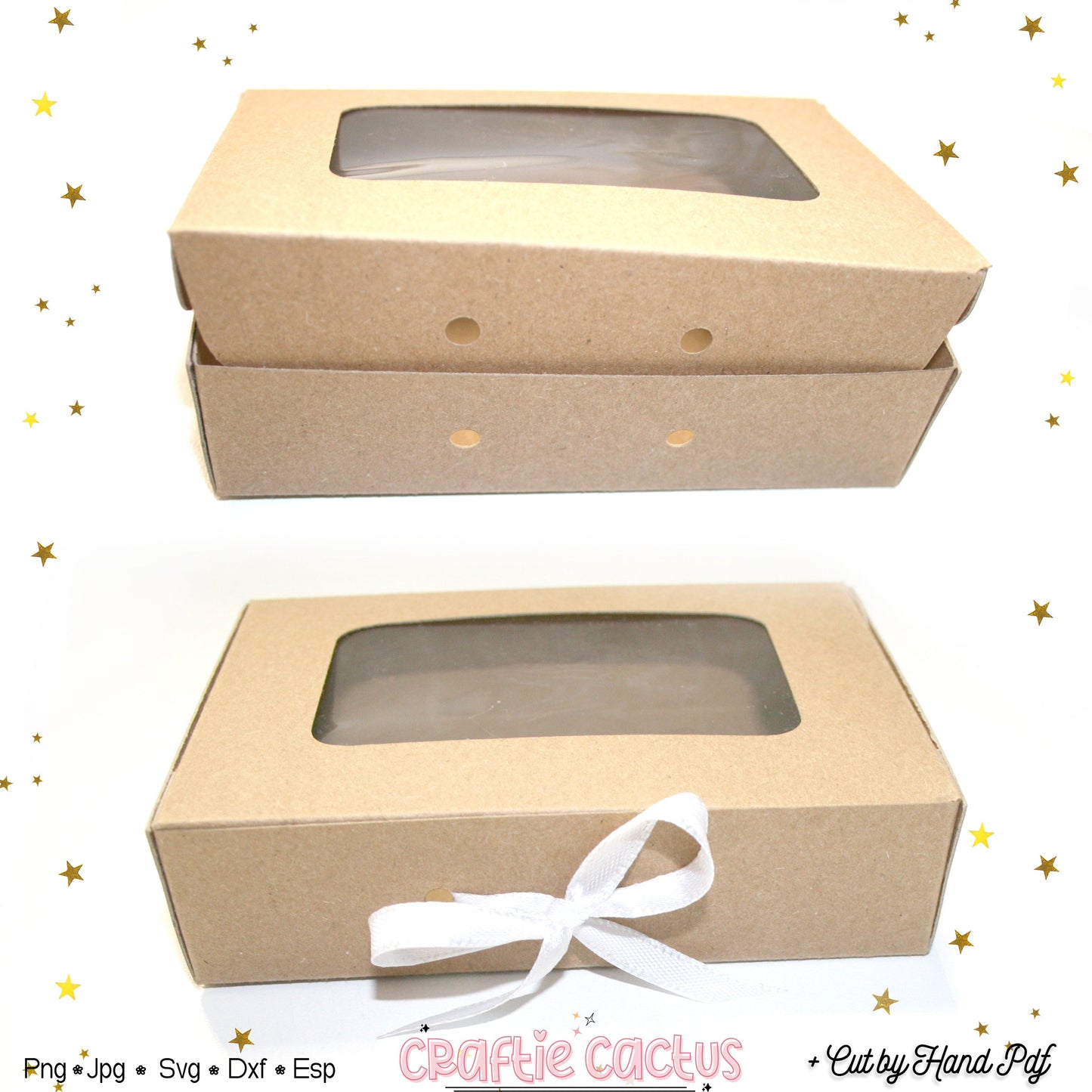 Rectangle Gift Box Template Svg - with holes for Ribbon Closures Craftie Cactus