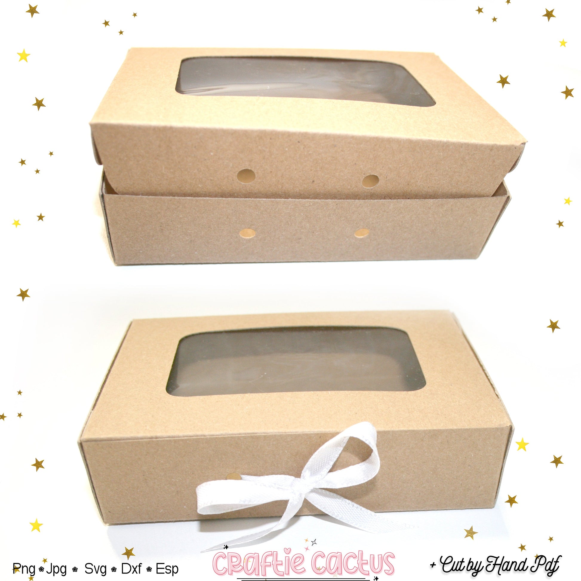 Rectangle Gift Box Template Svg - with holes for Ribbon Closures Craftie Cactus