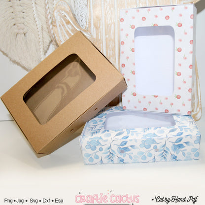 Rectangle Gift Box Template Svg - with holes for Ribbon Closures Craftie Cactus