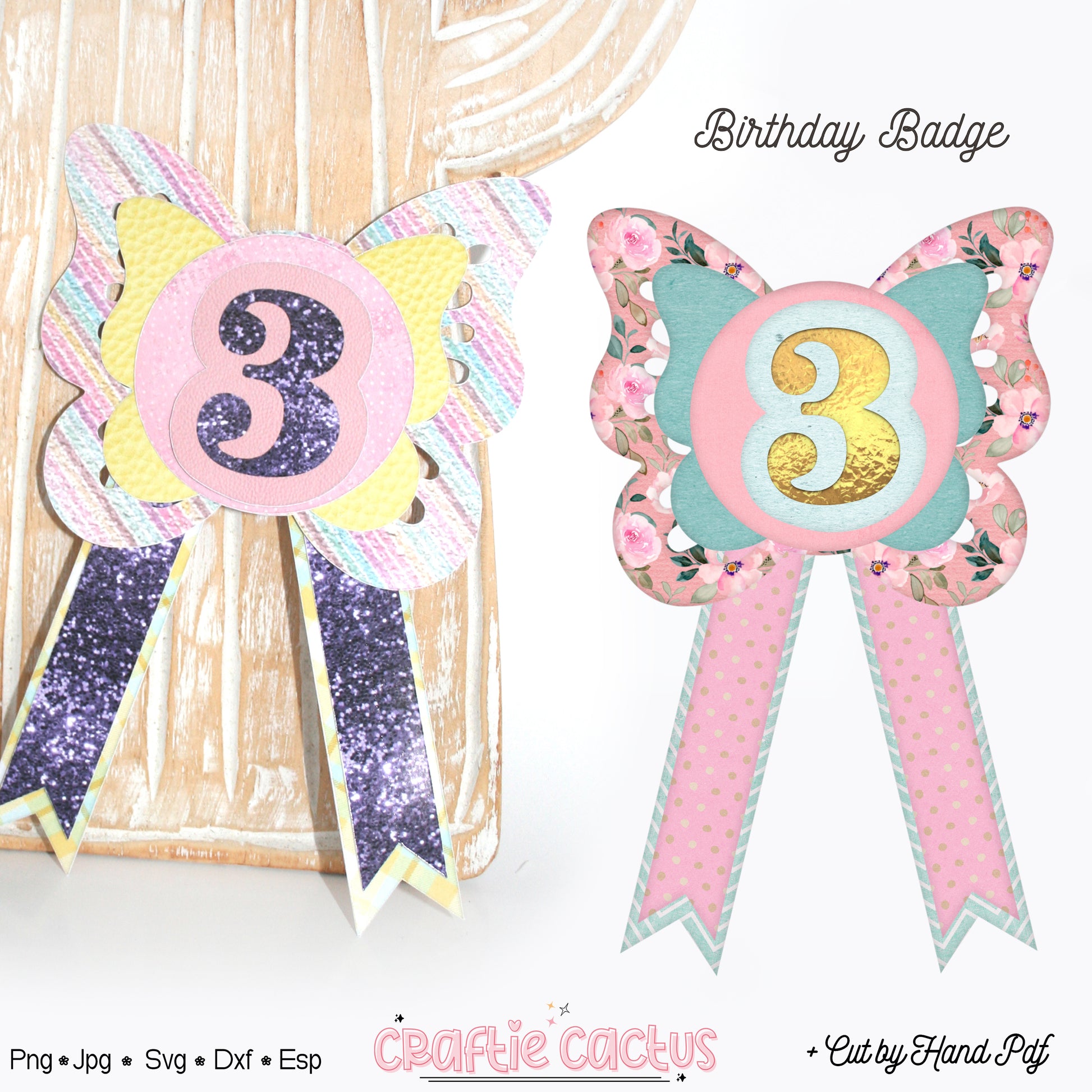 Butterfly Badge Rosette for Birthday | DIY Birthday Party Favors | Rosette Badge svg