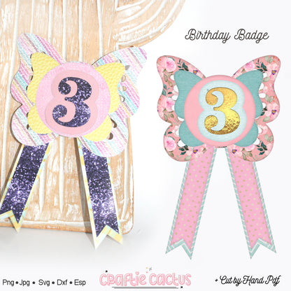 Butterfly Badge Rosette for Birthday | DIY Birthday Party Favors | Rosette Badge svg