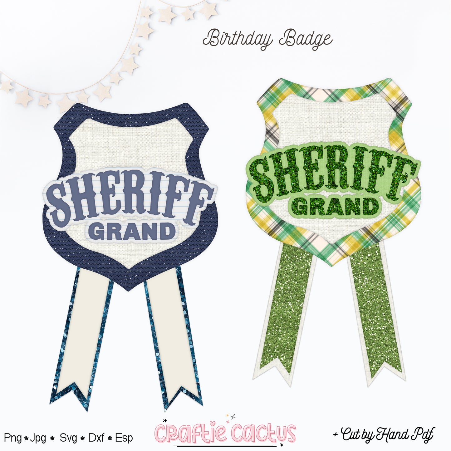 Sheriff Shield Badge Rosette for Birthday | DIY Birthday Party Favors | Rosette Badge svg