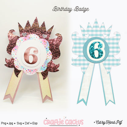 Crown BirthdayCrown Badge Rosette for Birthday | DIY Birthday Party Favors | Girl Rosette Badge svgBadge Rosette ,Cutout Rosette, Birthday Badge SVG, Birthday Rosette Template ,DIY Birthday