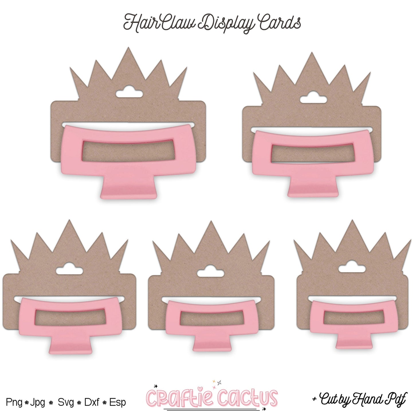 Crown Hair Claw Display Card Template |Hair Claw Packaging Card Svg