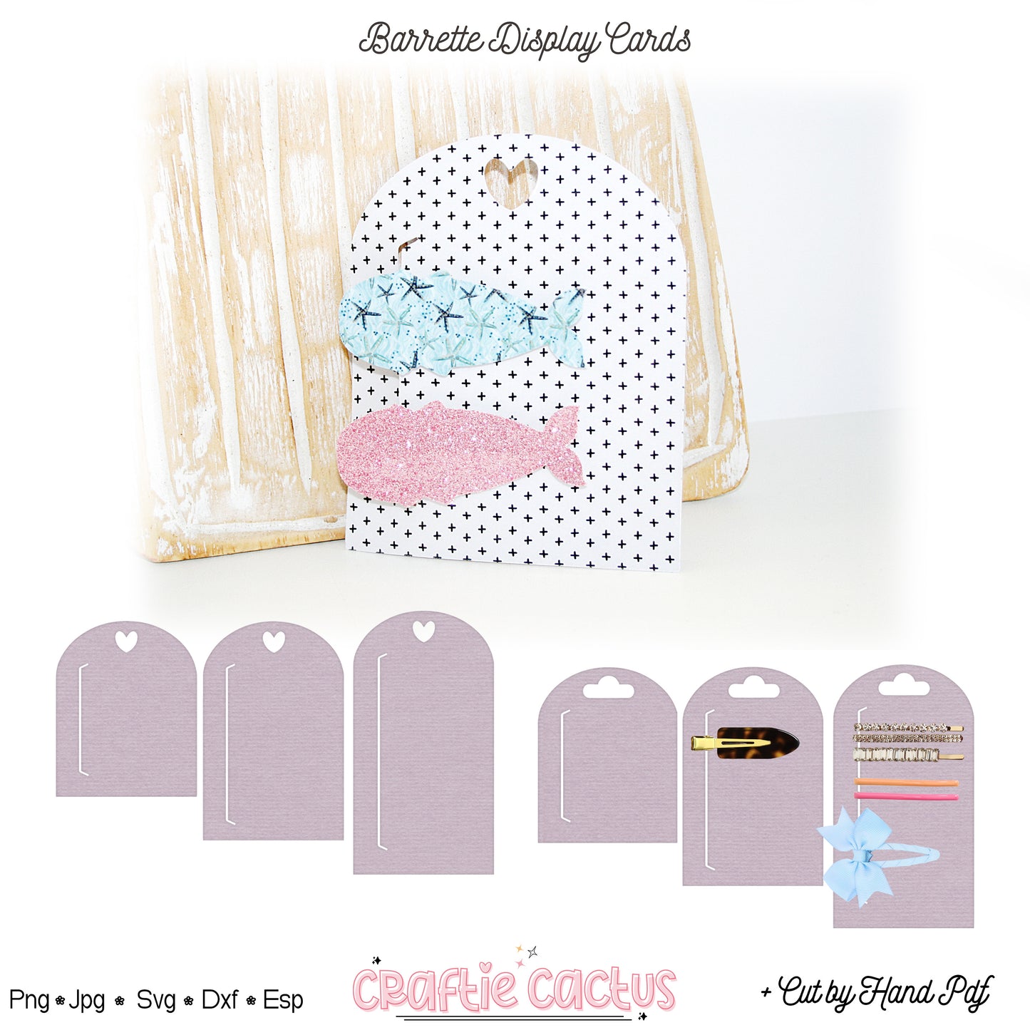 Rounded Barrettes Display Card Svg | Hair Packaging Card Template | Small Business Packaging