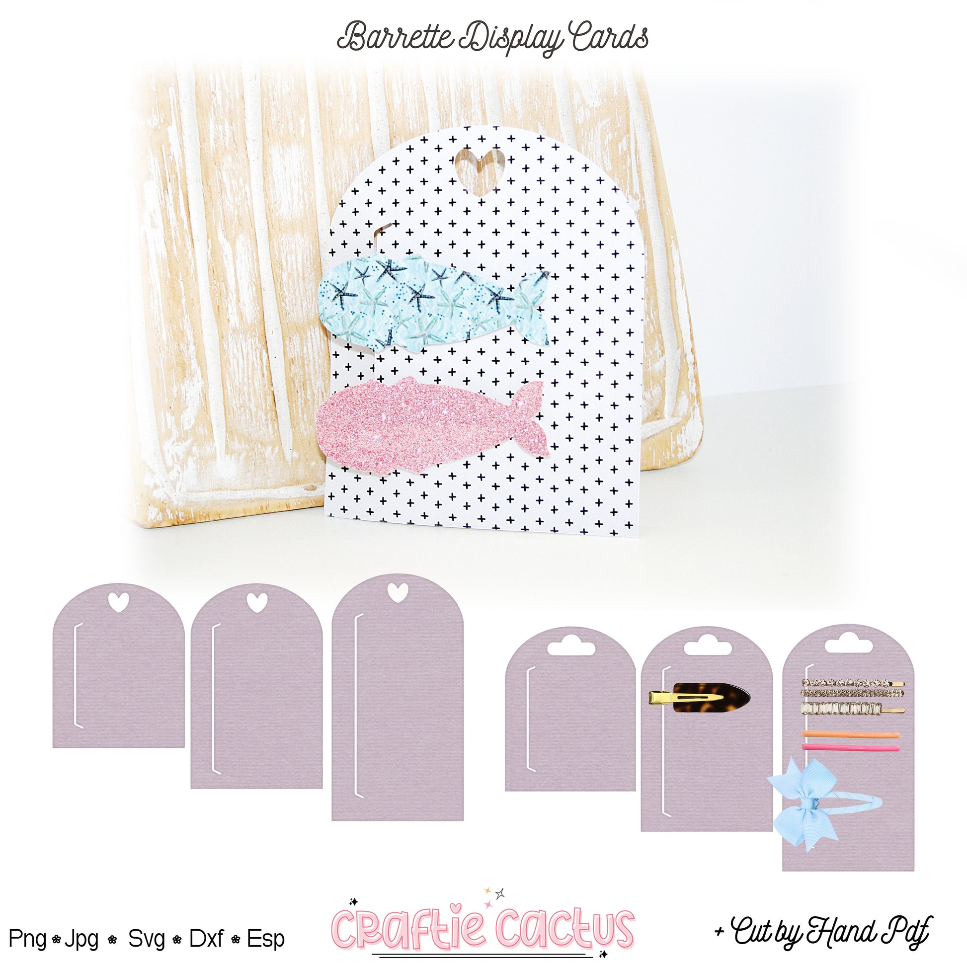 Rounded Barrettes Display Card Svg | Hair Packaging Card Template | Small Business Packaging