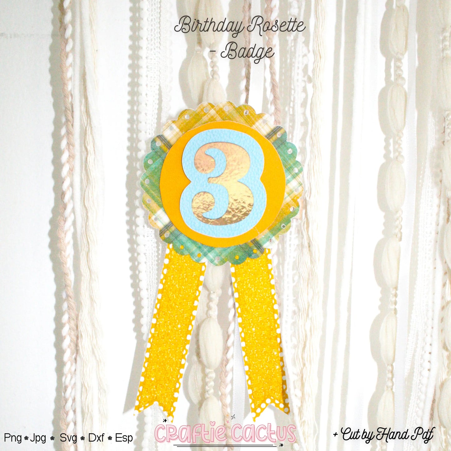 Scalloped Badge Rosette for Birthday | DIY Birthday Party Favors | Rosette Badge svg -