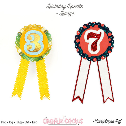 Scalloped Badge Rosette for Birthday | DIY Birthday Party Favors | Rosette Badge svg -