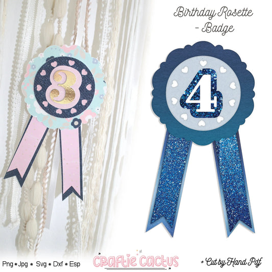 Scalloped Badge Rosette for Birthday | DIY Birthday Party Favors | Rosette Badge svg