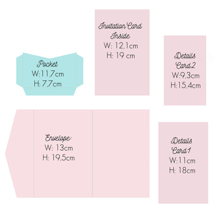 Tri Fold Wedding Envelope with pocket Cards & Envelope Template SVG n.1 Craftie Cactus