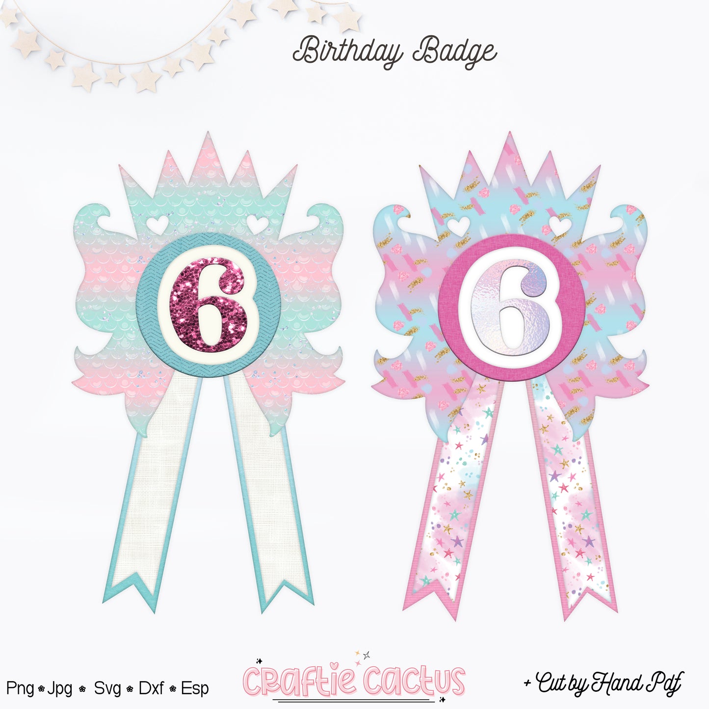 Crown BirthdayCrown Badge Rosette for Birthday | DIY Birthday Party Favors | Girl Rosette Badge svgBadge Rosette ,Cutout Rosette, Birthday Badge SVG, Birthday Rosette Template ,DIY Birthday