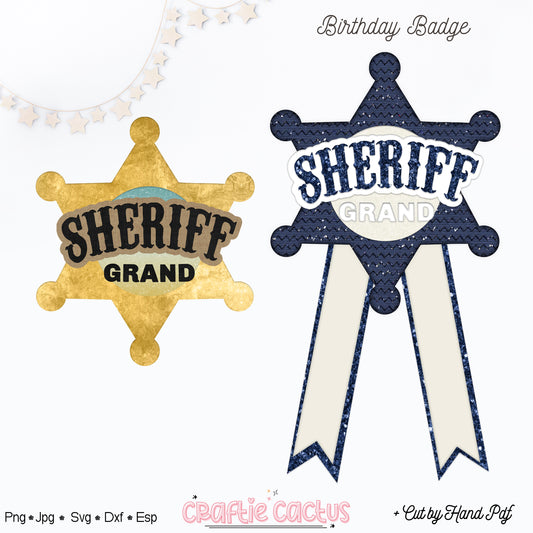 Sheriff Star Badge Rosette for Birthday | DIY Birthday Party Favors | Rosette Badge svg