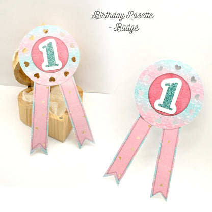 Heart Badge Rosette for Birthday | DIY Birthday Party Favors | Rosette Badge svg -