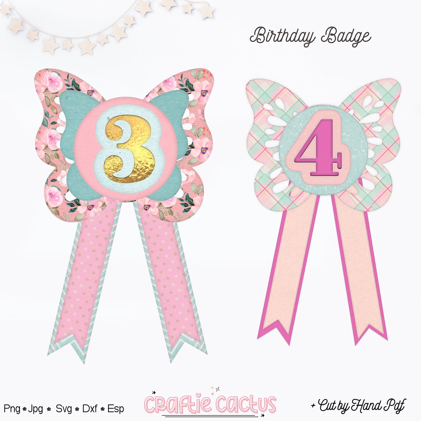 Butterfly Badge Rosette for Birthday | DIY Birthday Party Favors | Rosette Badge svg