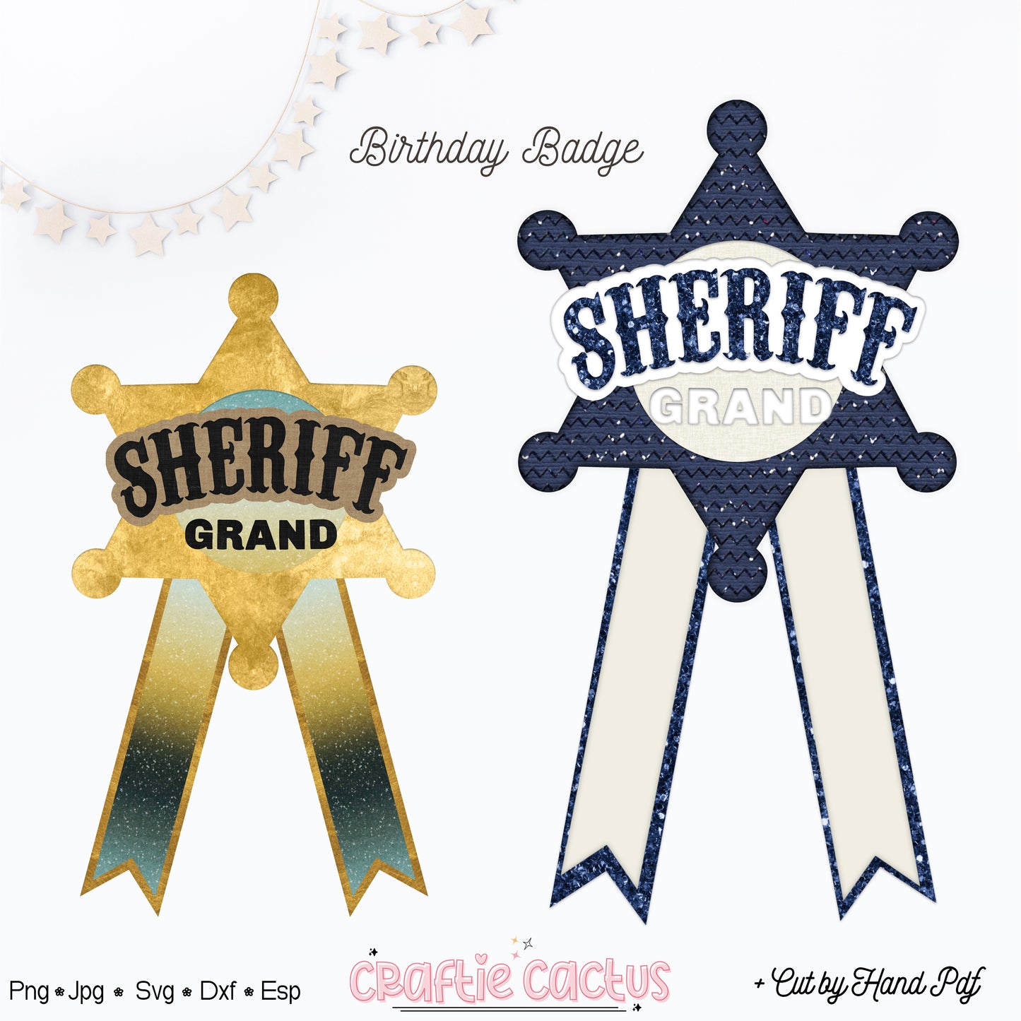Sheriff Star Badge Rosette for Birthday | DIY Birthday Party Favors | Rosette Badge svg
