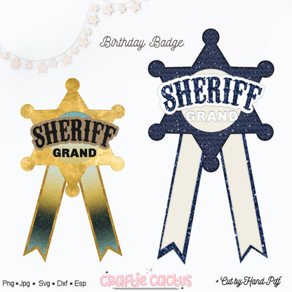 Sheriff Star Badge Rosette for Birthday | DIY Birthday Party Favors | Rosette Badge svg