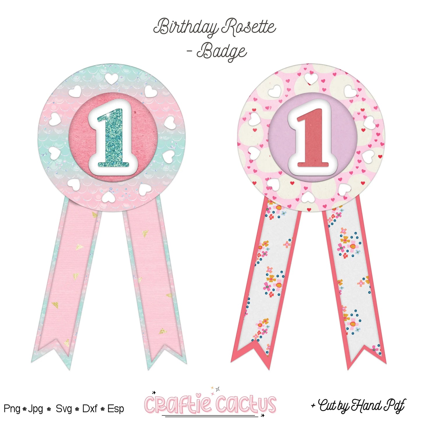 Heart Badge Rosette for Birthday | DIY Birthday Party Favors | Rosette Badge svg -