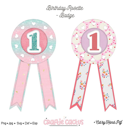 Heart Badge Rosette for Birthday | DIY Birthday Party Favors | Rosette Badge svg -