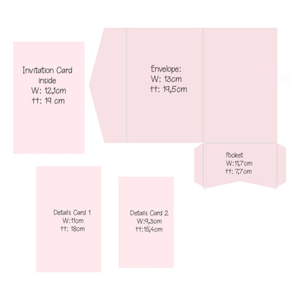 Tri Fold Wedding Envelope with pocket Cards & Envelope Template SVG n.2 Craftie Cactus