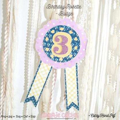 Scalloped Badge Rosette for Birthday | DIY Birthday Party Favors | Rosette Badge svg