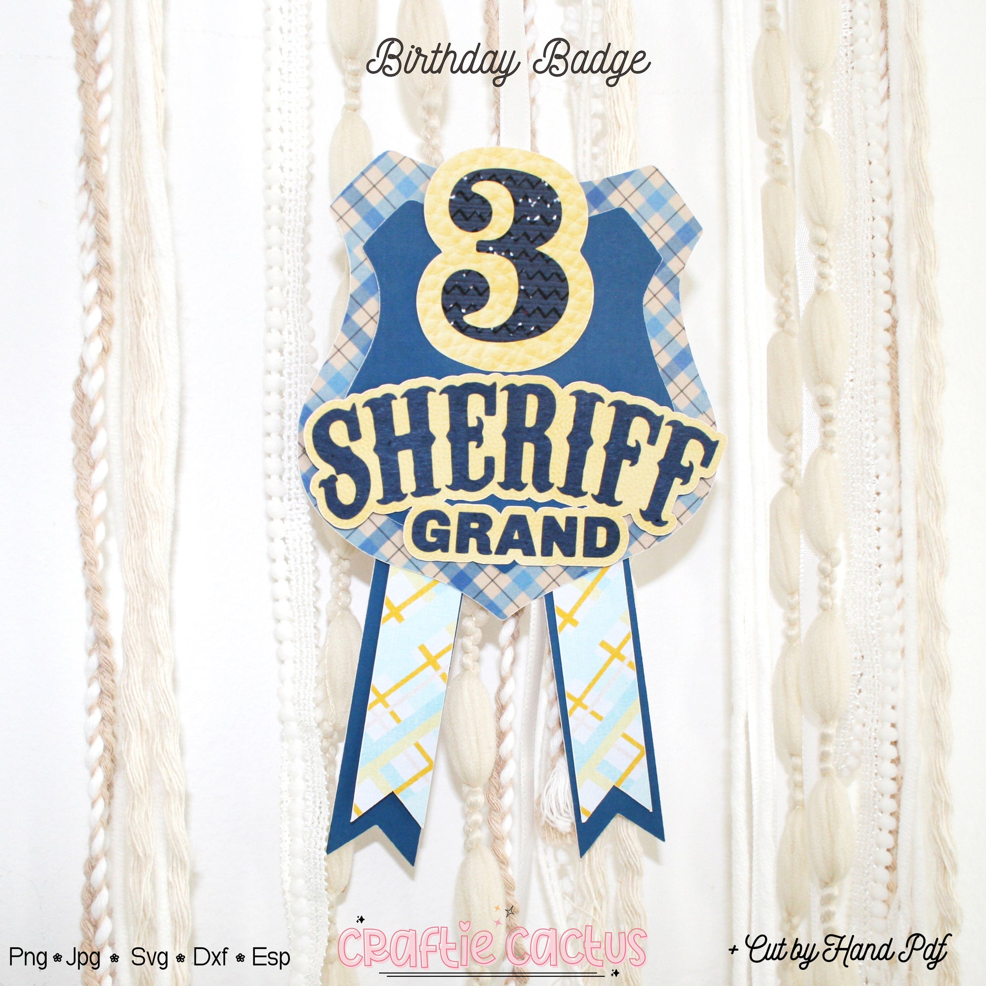 Sheriff Shield Badge Rosette for Birthday | DIY Birthday Party Favors | Rosette Badge svg