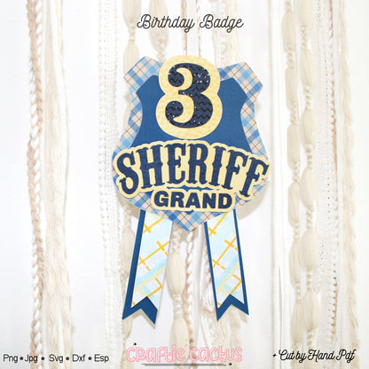 Sheriff Shield Badge Rosette for Birthday | DIY Birthday Party Favors | Rosette Badge svg