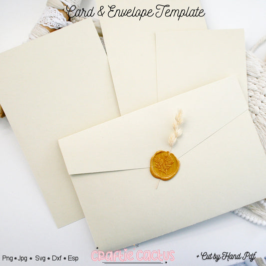 Tri Fold Wedding Envelope with pocket Cards & Envelope Template SVG n.1 Craftie Cactus