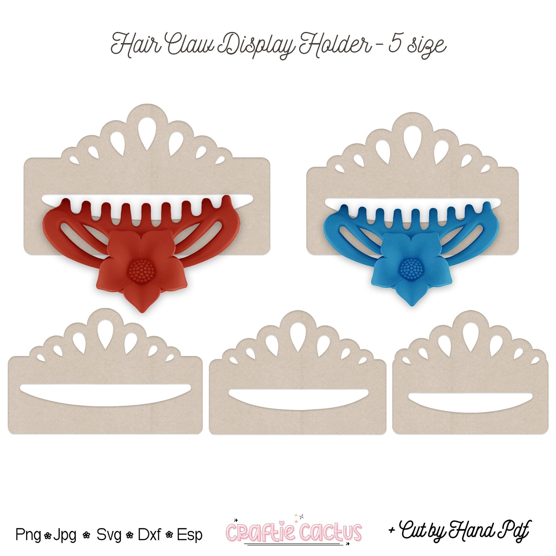 Tiara Hair Claw Display Card Template |Hair Claw Packaging Card Svg