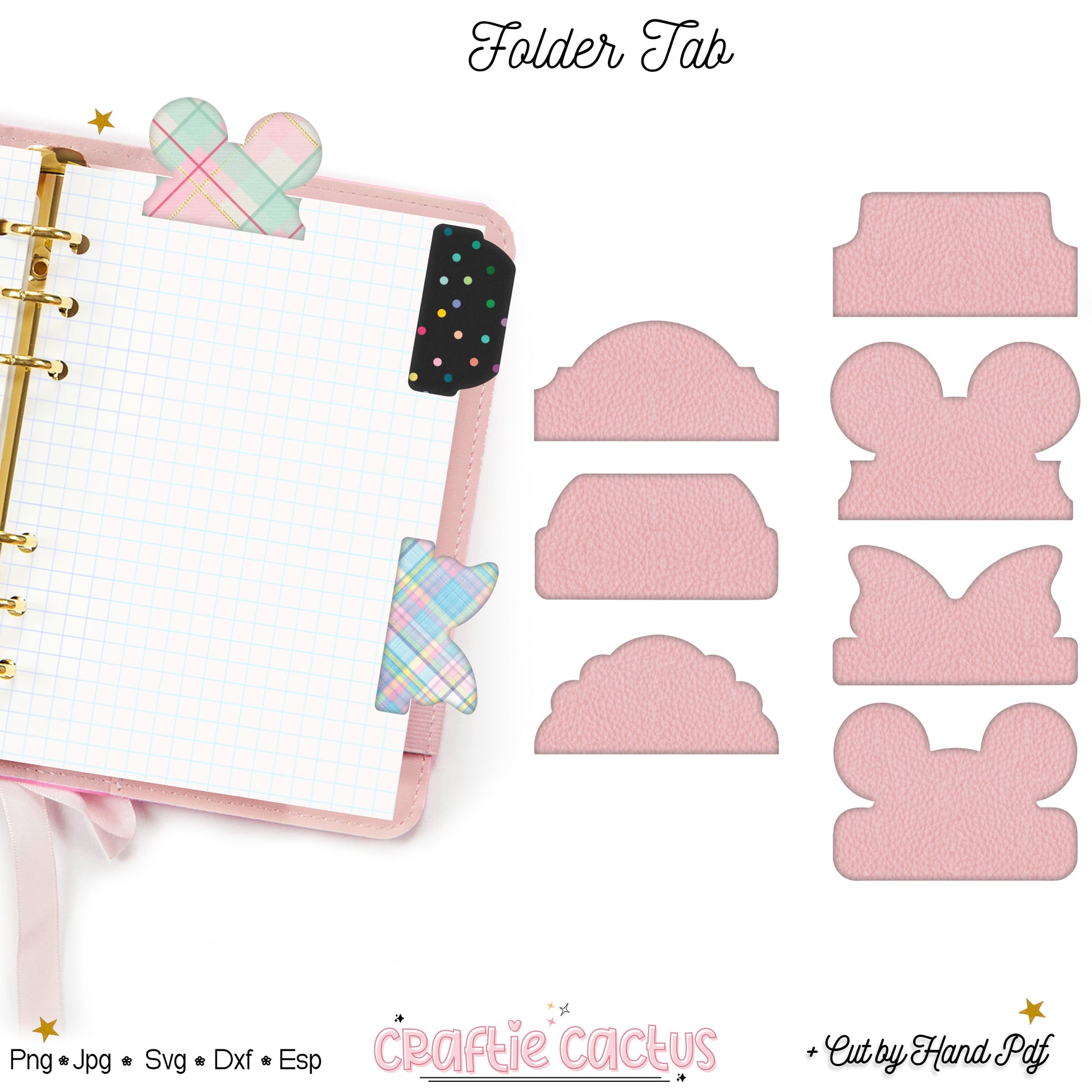 Double Fold Over Tab Template - Stationary Journal Tabs n.7 Craftie Cactus