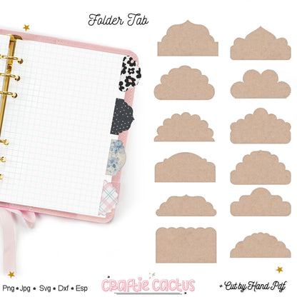 Double Fold Over Tab Template - Stationary Journal Tabs n.2 Craftie Cactus