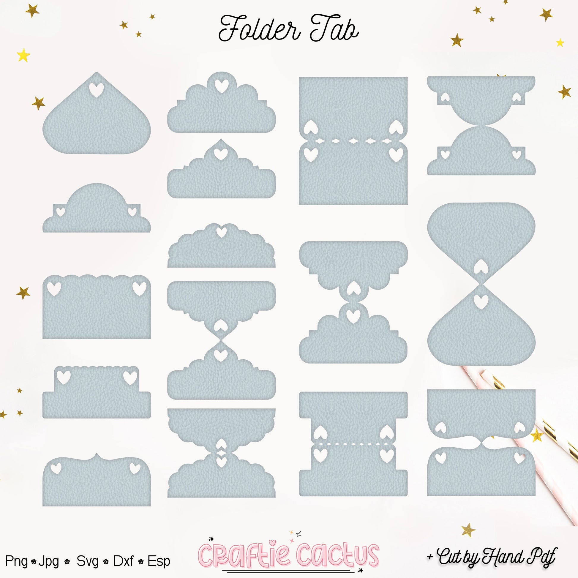 Double Fold Over Tab Template - Stationary Journal Tabs n.9 Craftie Cactus
