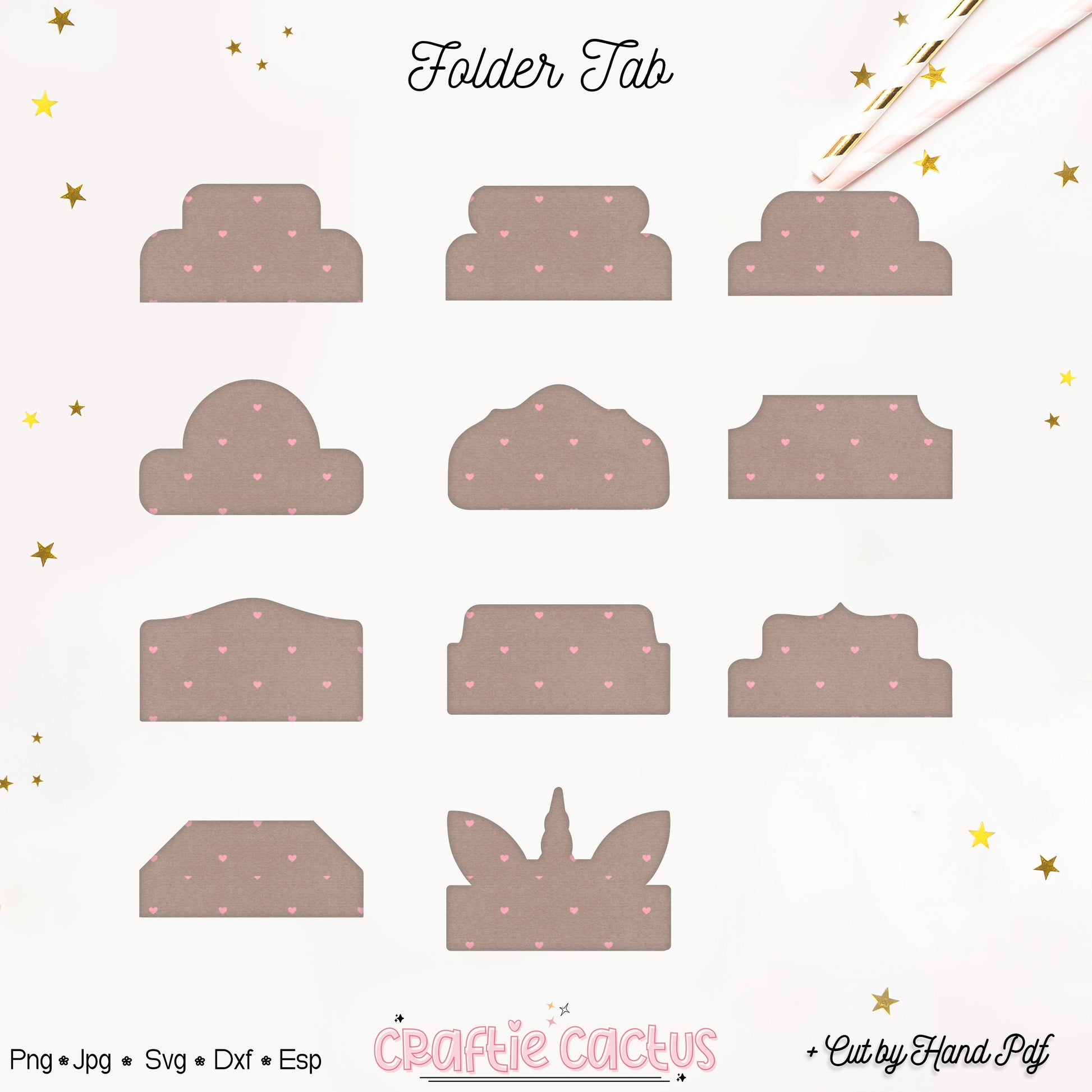 Double Fold Over Tab Template - Stationary Journal Tabs n. Craftie Cactus