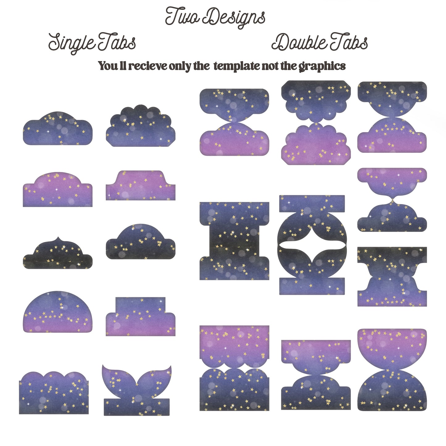 Double Fold Over Tab Template - Stationary Journal Tabs n.3 Craftie Cactus