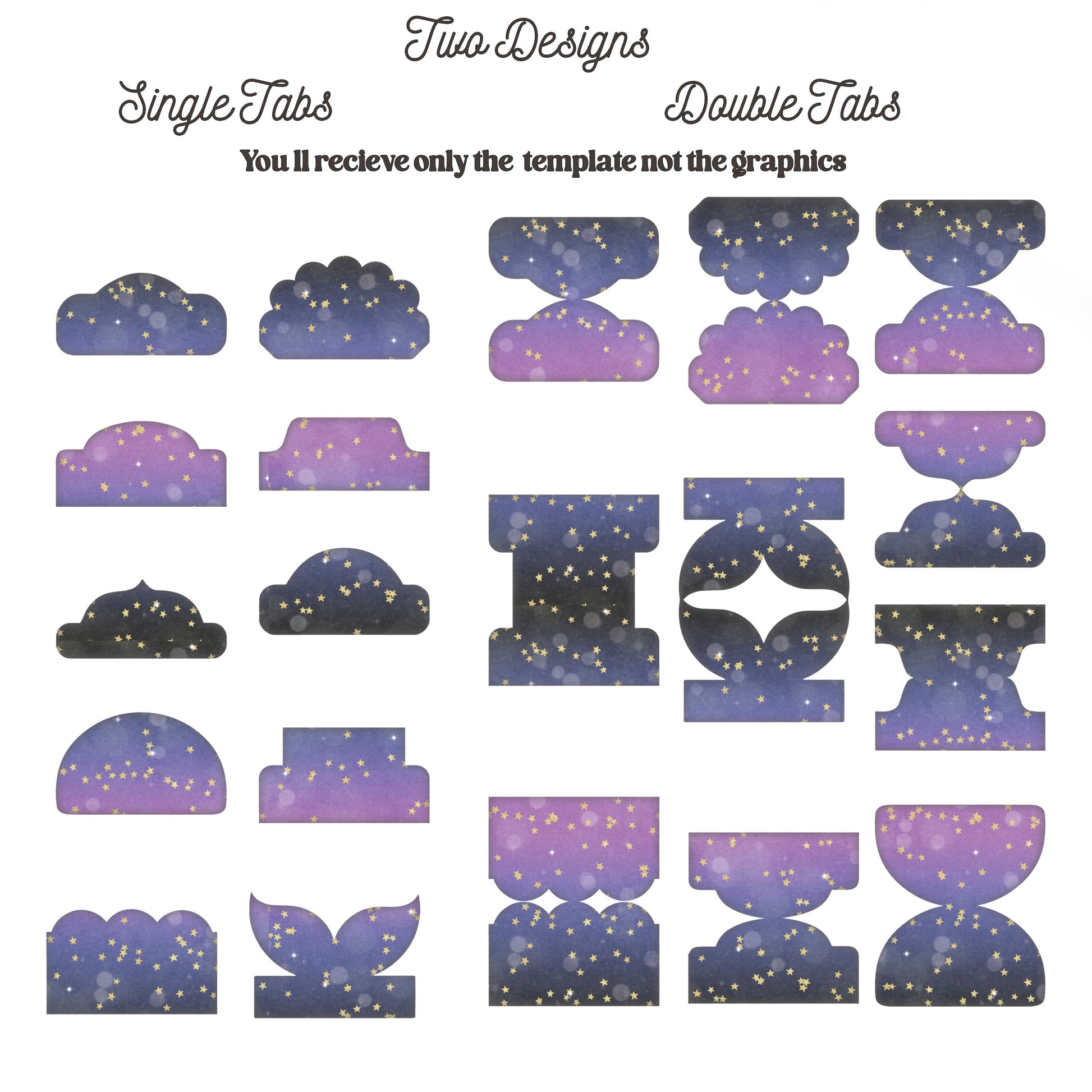 Double Fold Over Tab Template - Stationary Journal Tabs n.3 Craftie Cactus