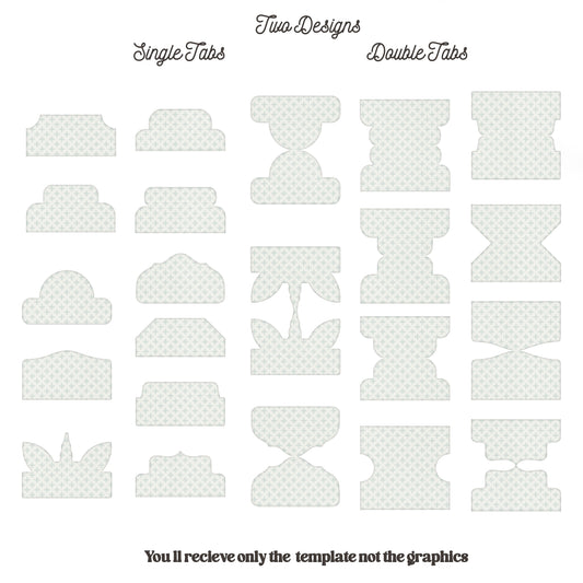 Double Fold Over Tab Template - Stationary Journal Tabs n. Craftie Cactus