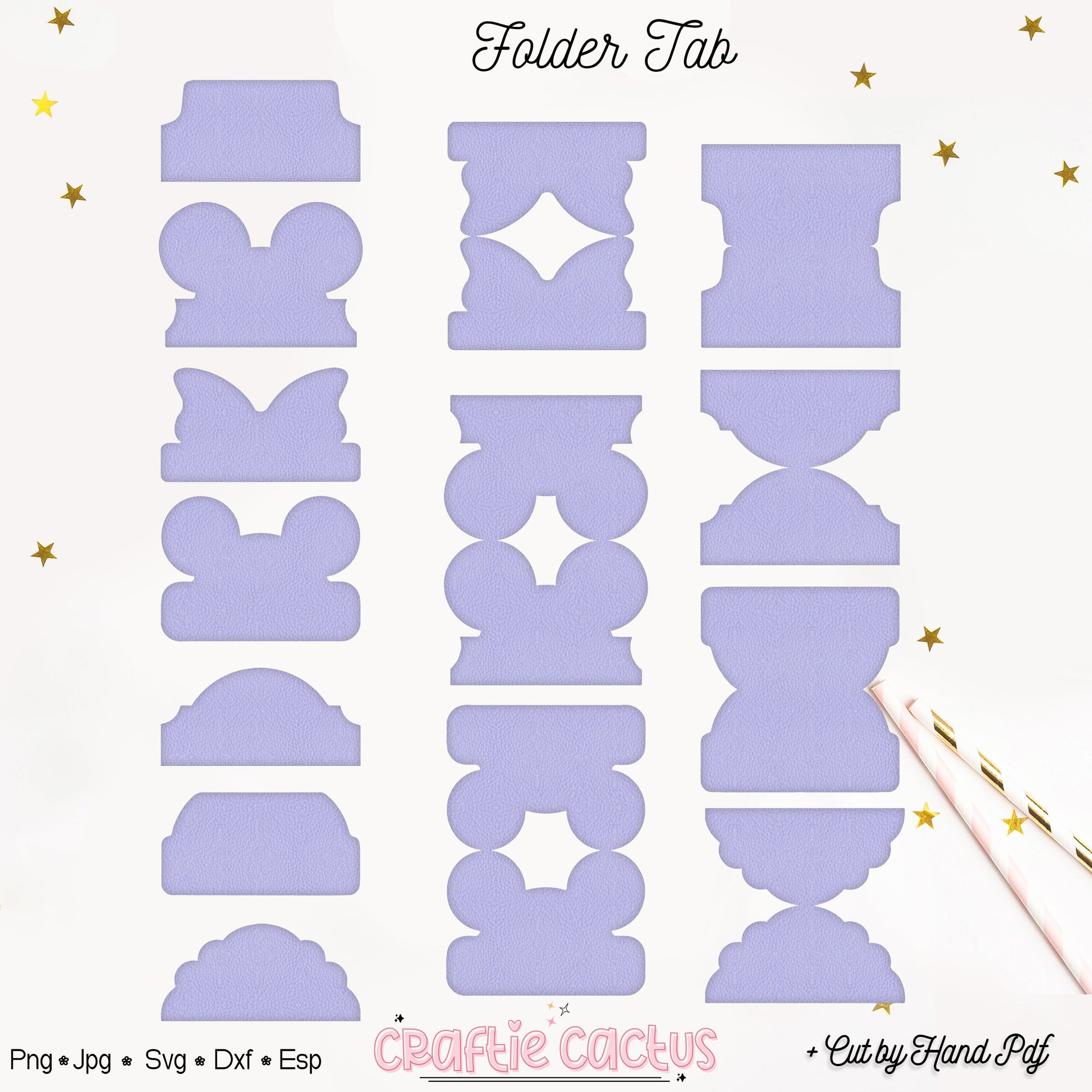 Double Fold Over Tab Template - Stationary Journal Tabs n.7 Craftie Cactus