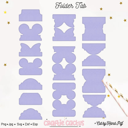 Double Fold Over Tab Template - Stationary Journal Tabs n.7 Craftie Cactus