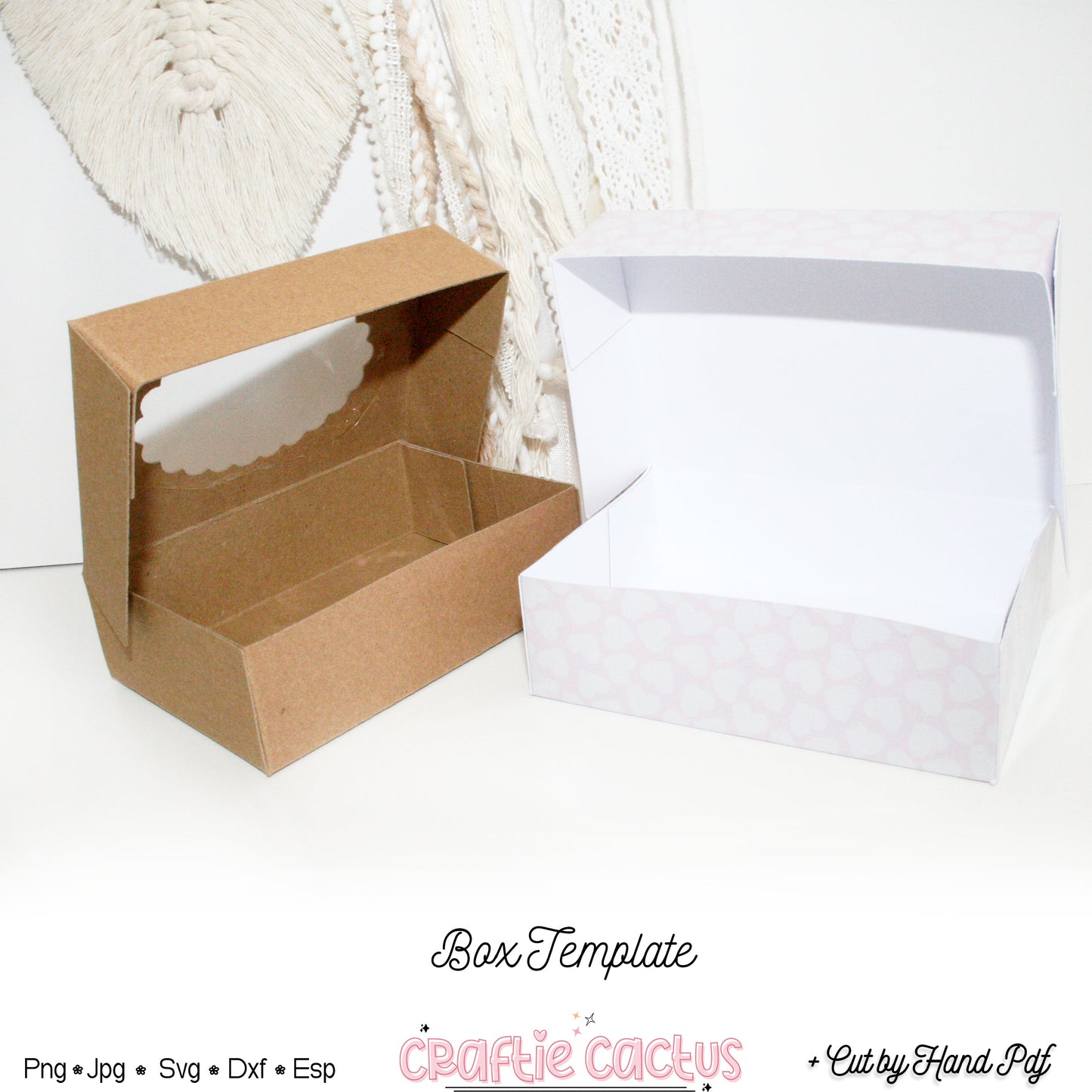 Gift Box Template Svg - with scalloped window Craftie Cactus