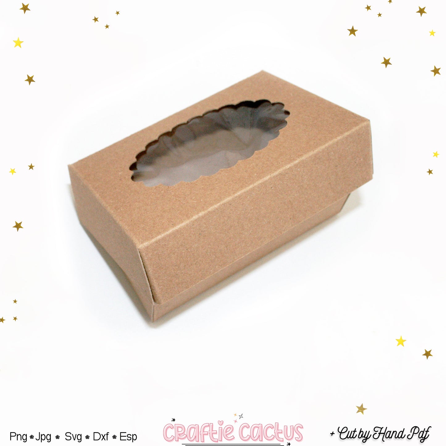 Gift Box Template Svg - with scalloped window Craftie Cactus