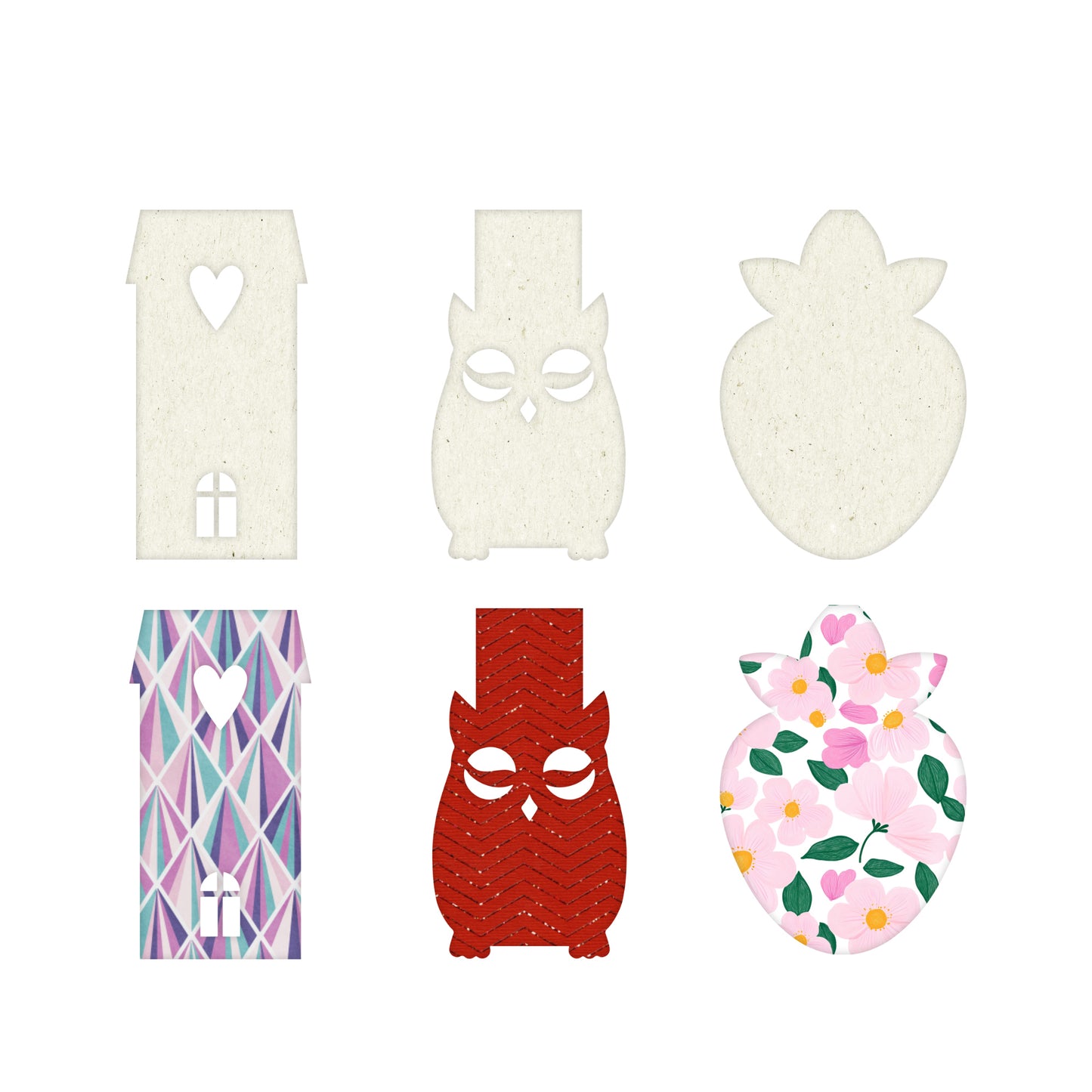 Owl,Strawberry,Home,Foldable Bookmark Svg for Book Lovers| Diy Bookmark Template| Cute Reading Accessories Svg