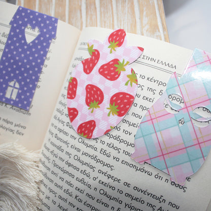 Owl,Strawberry,Home,Foldable Bookmark Svg for Book Lovers| Diy Bookmark Template| Cute Reading Accessories Svg