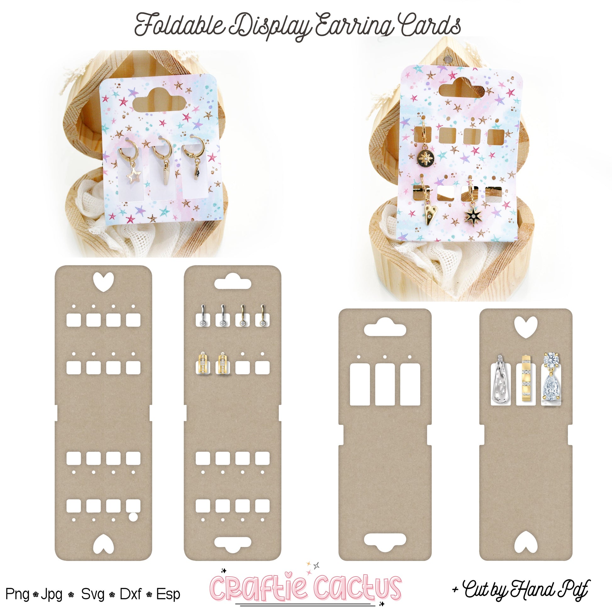 Foldable Earring Display Card Template |Jewelry Packaging Card Svg