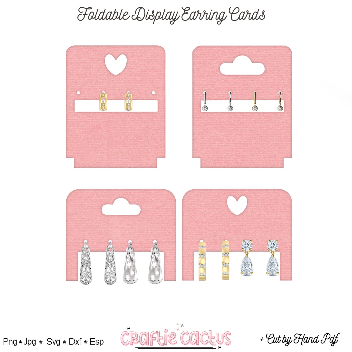 Foldable Earring Display Card Template |Jewelry Packaging Card Svg