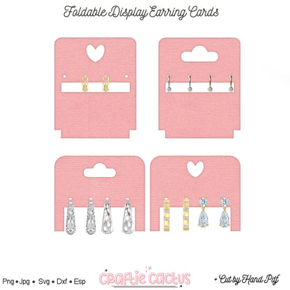 Foldable Earring Display Card Template |Jewelry Packaging Card Svg