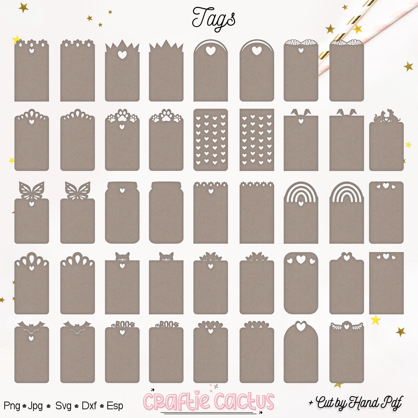 Gift Tag Template - Tags & Label Cut Files n.2 Craftie Cactus