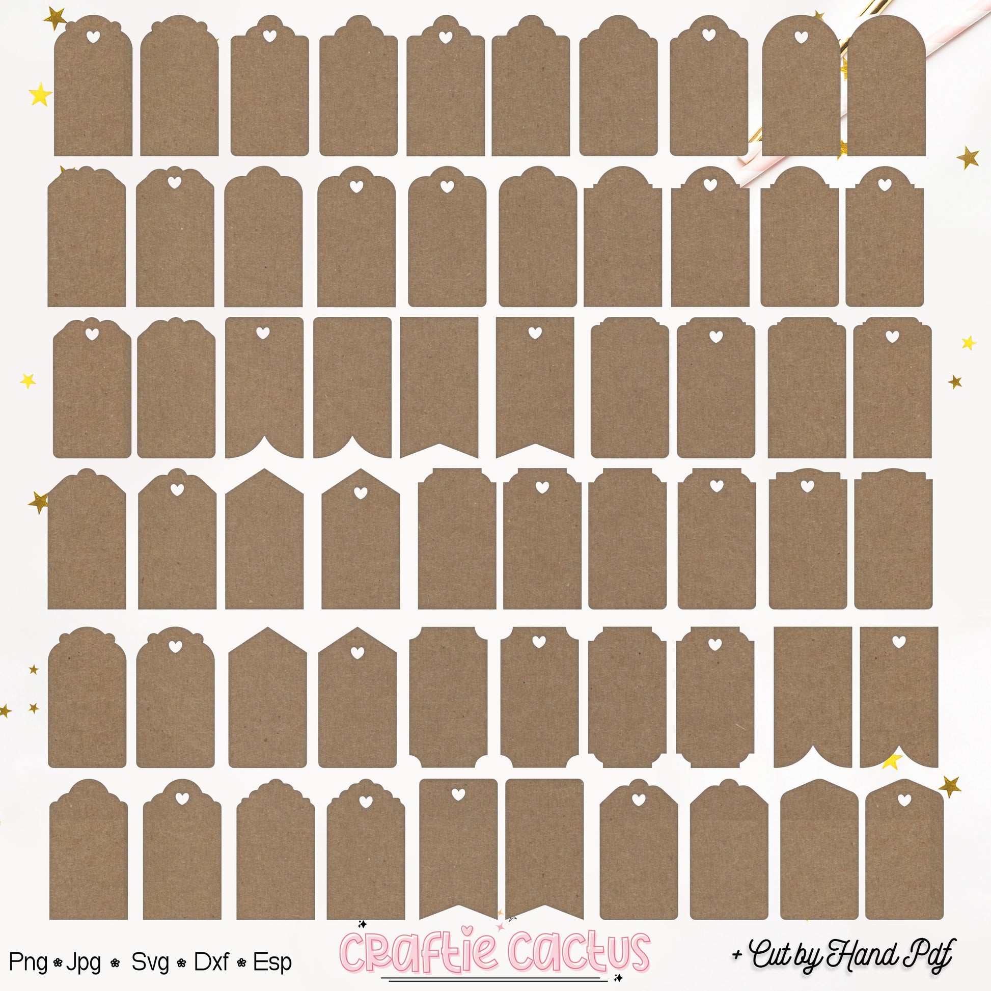 Gift Tag Template - Tags & Label Cut Files n.10 Craftie Cactus