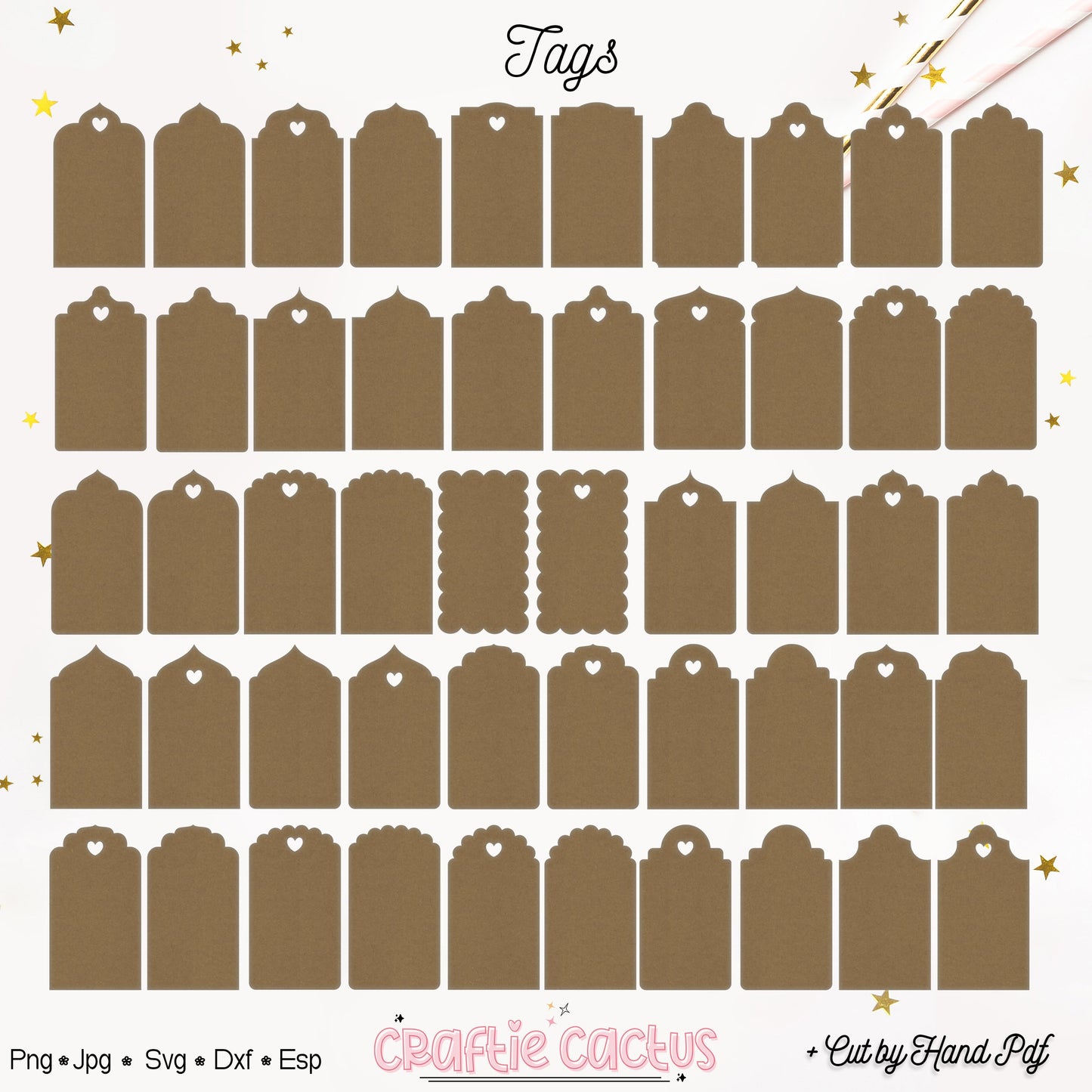 Gift Tag Template - Tags & Label Cut Files n.12 Craftie Cactus