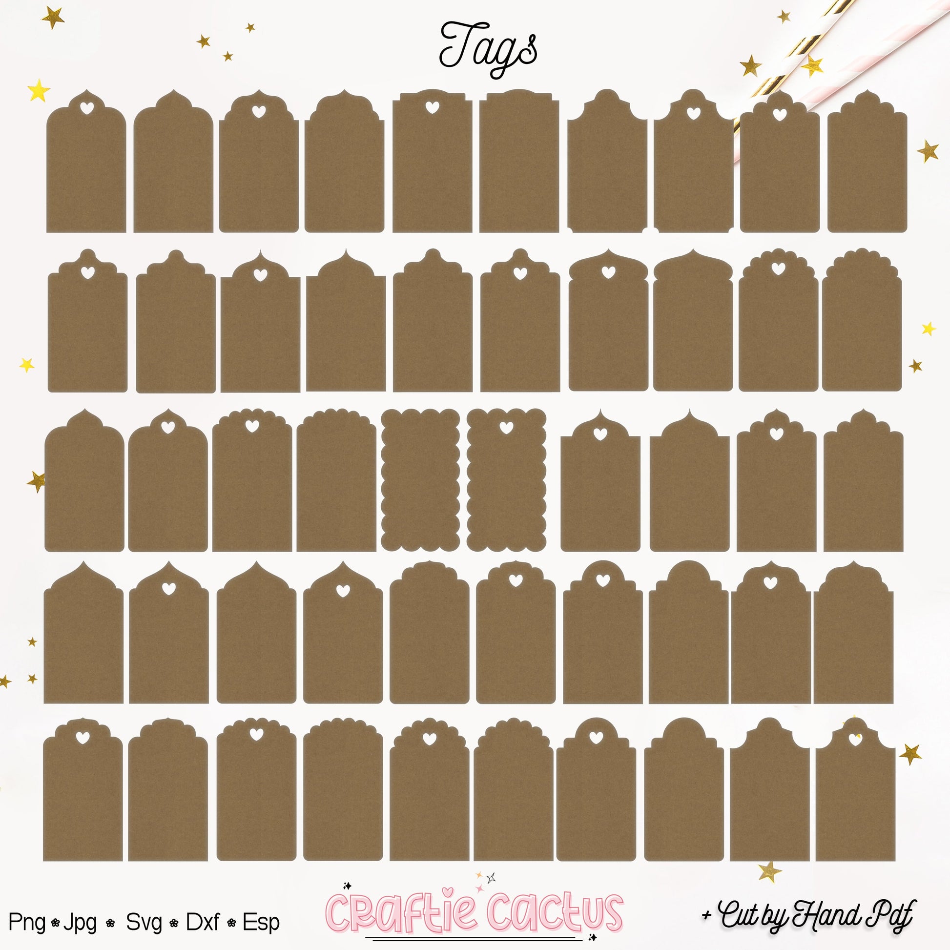 Gift Tag Template - Tags & Label Cut Files n.12 Craftie Cactus